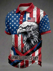 Men's Armed Forces Day Print Short Sleeves Shirt
