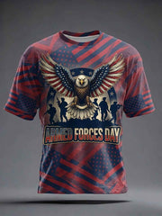 Men's Armed Forces Day Print Casual T-Shirt