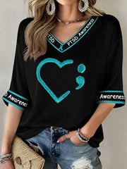 Women's PTSD Awareness Veteran Printed T-shirt