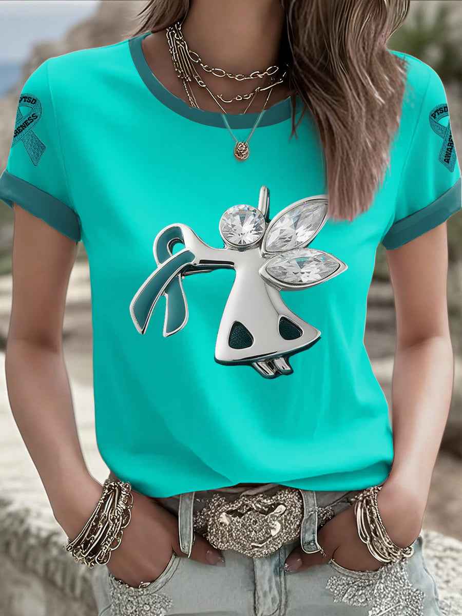 Women's PTSD Awareness Veteran Printed T-shirt