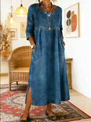 Women's Denim Lace Casual Dress