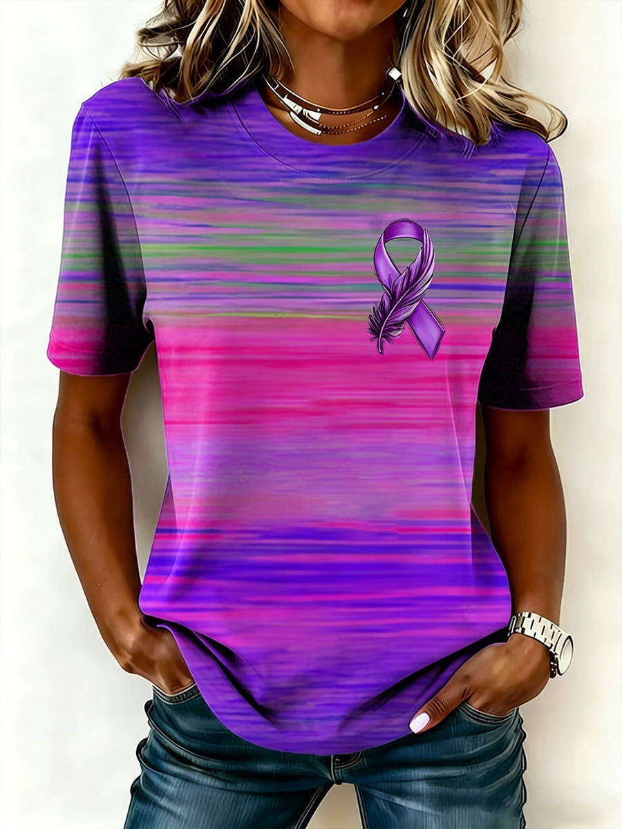 Women's Alzheimer's Awareness Purple Ribbon Short-sleeved T-shirt gracestitchs
