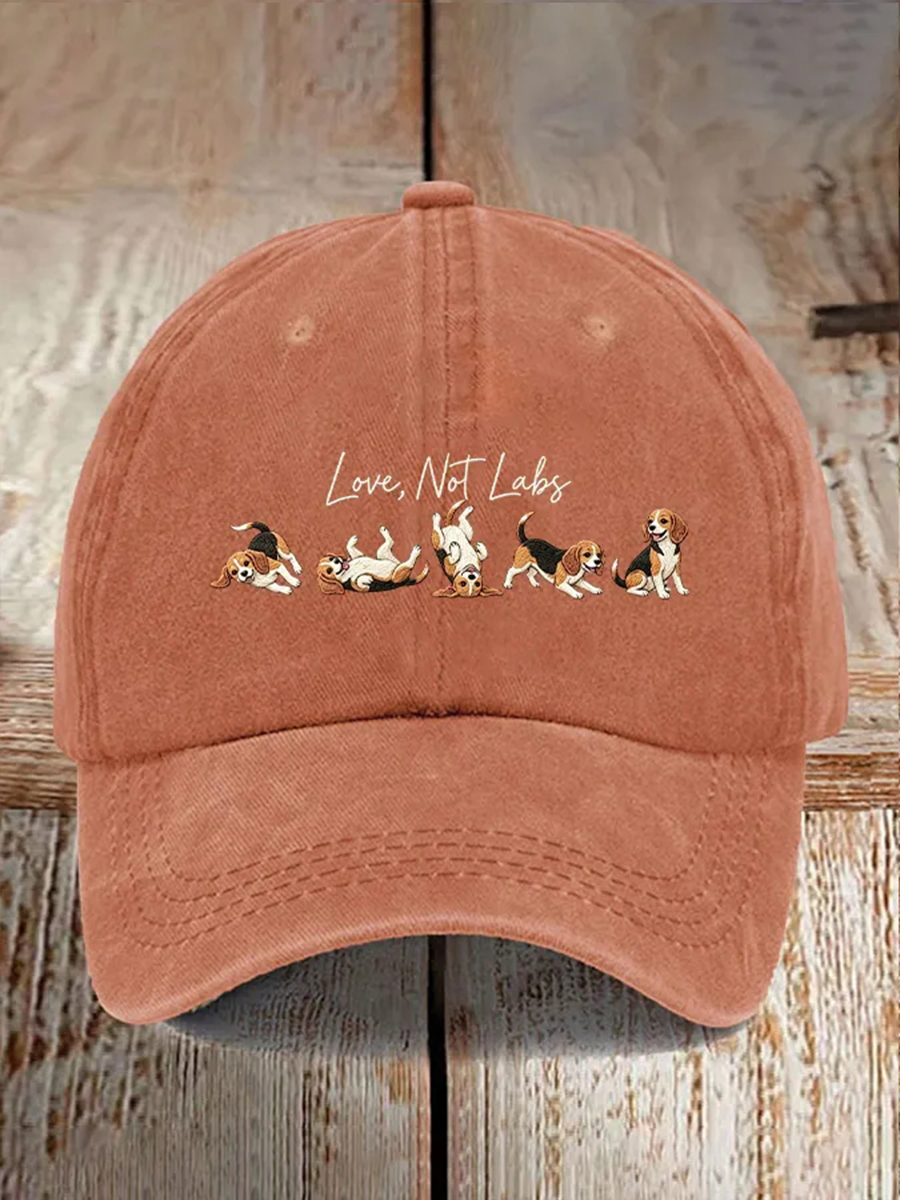 Unisex Love Not Labs Save The Beagles Print Hat gracestitchs