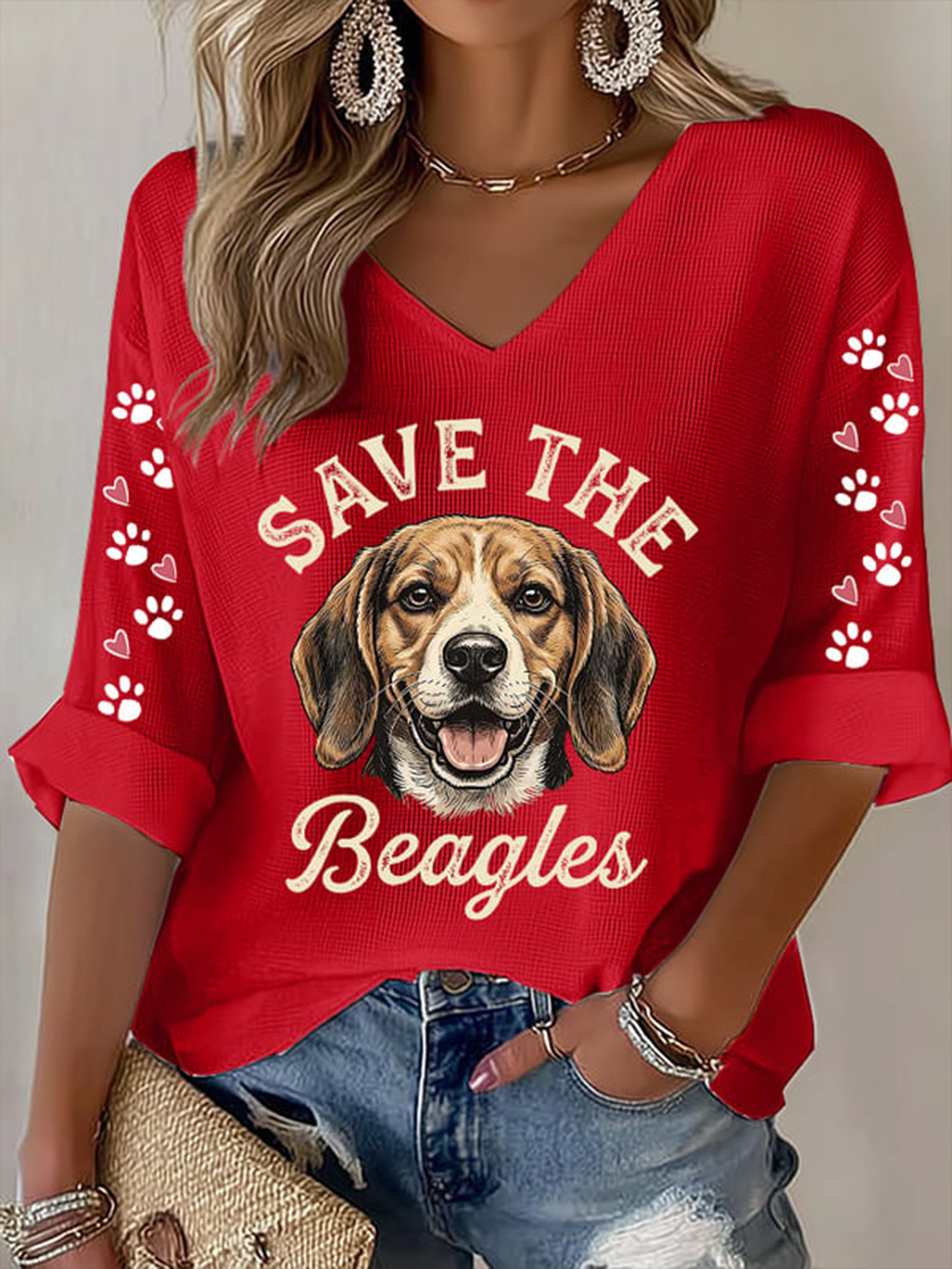 Women's Save The Beagles Waffle T-shirt gracestitchs