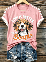 Women's Life Is Is Better With A Beagle Round Neck T-shirt gracestitchs