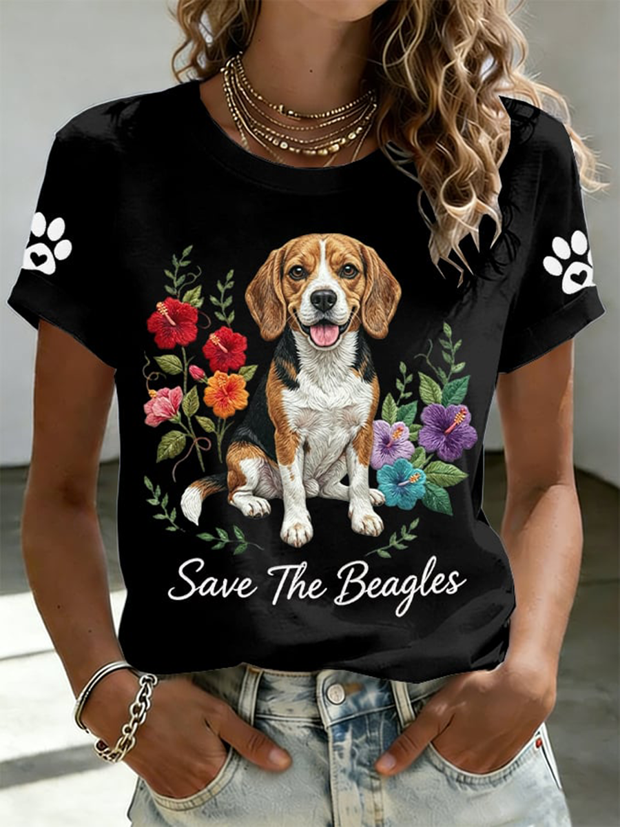 Women's Save The Beagles Short-sleeved T-shirt gracestitchs