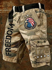 Men's Freedom USA 1776 Camouflage Print Casual Cargo Shorts