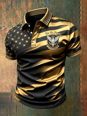 Men's We The People 1776-2026 USA Flag Print Casual Independence Day Patriotic Polo