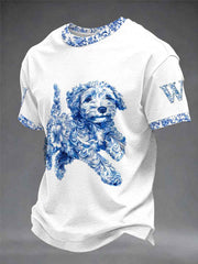 Men's Animal Dog Retro Unisex Casual Short-Sleeve T-Shirt