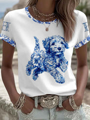 Women's Animal Dog Retro Unisex Casual Short-Sleeve T-Shirt