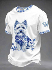 Men's Animal Dog Retro Unisex Casual Short-Sleeve T-Shirt
