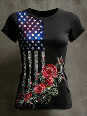 Women's USA Printed short-sleeved T-shirt gracestitchs