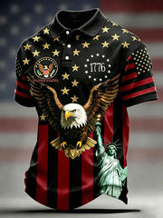 Men's Vintage Independence Day Flag Printed Short Sleeve Top