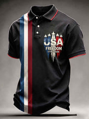 Men's Vintage Independence Day Flag Printed Short Sleeve Top