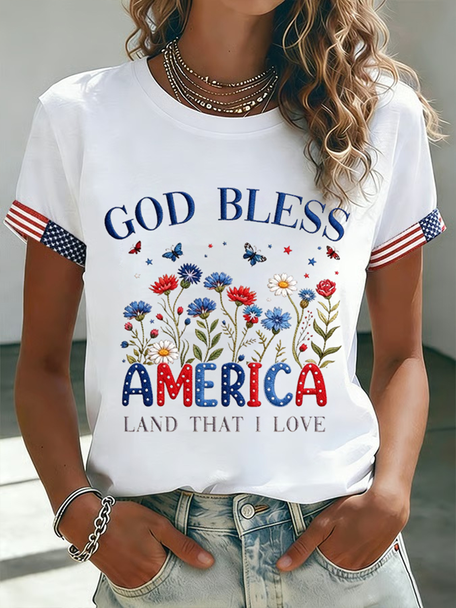 Women's God Bless America Short-sleeved T-shirt gracestitchs