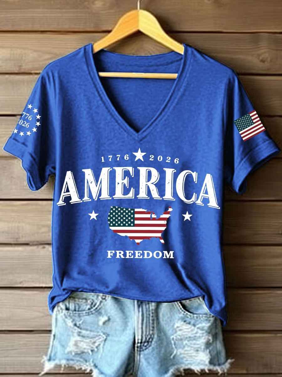 Women's America 1776-2026 V-Neck T-Shirt