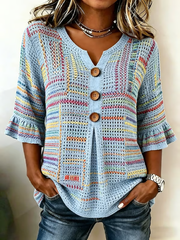 Women's Casual Alzheimer's Floral Print Cotton-Linen Shirt gracestitchs
