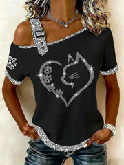 Women's Cat Print Casual T-Shirt