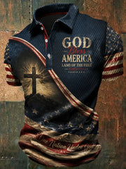 Men's America Flag God Bless America Printed Shirt gracestitchs