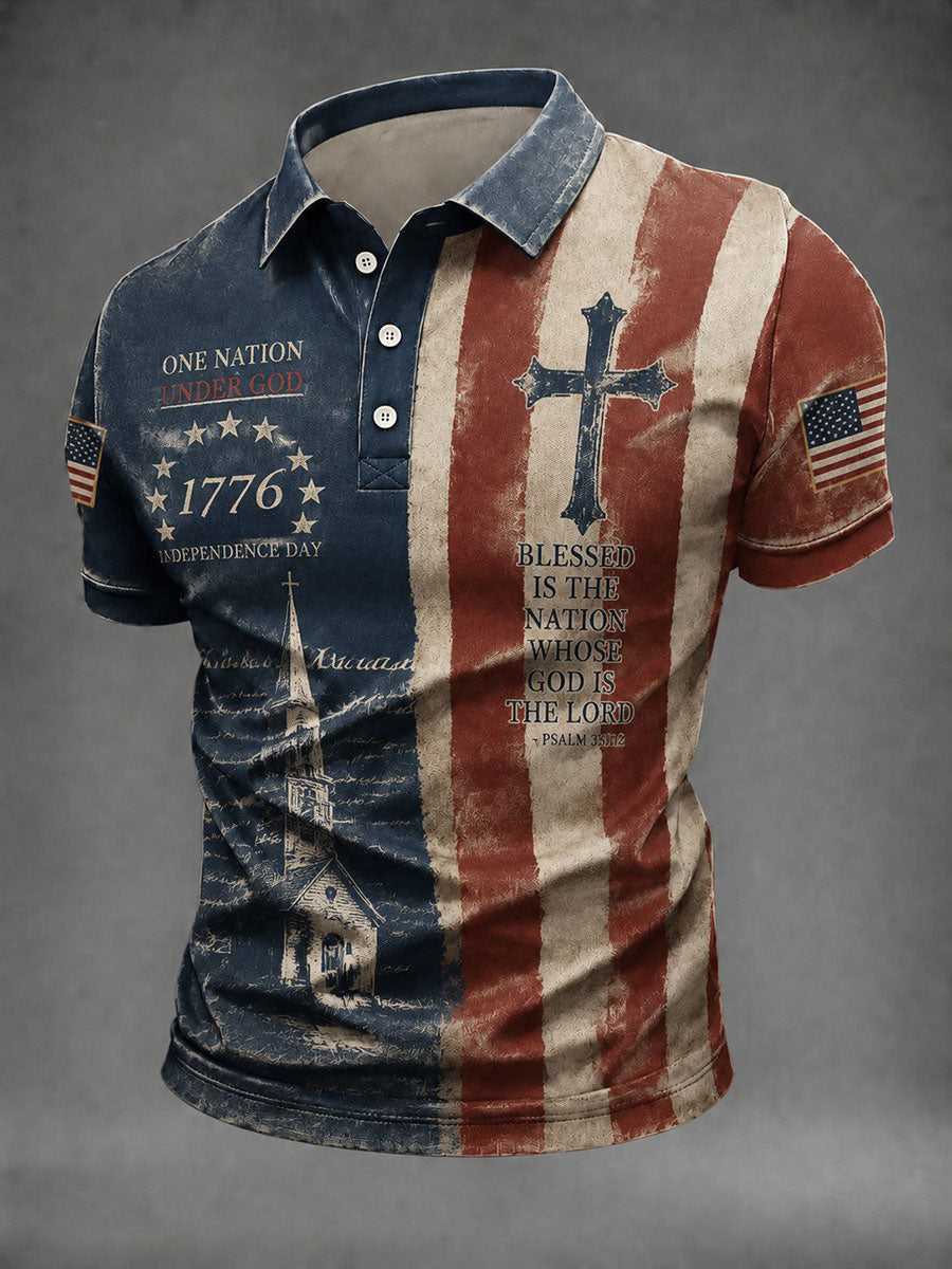 Men's America Flag God Bless America Printed Shirt gracestitchs