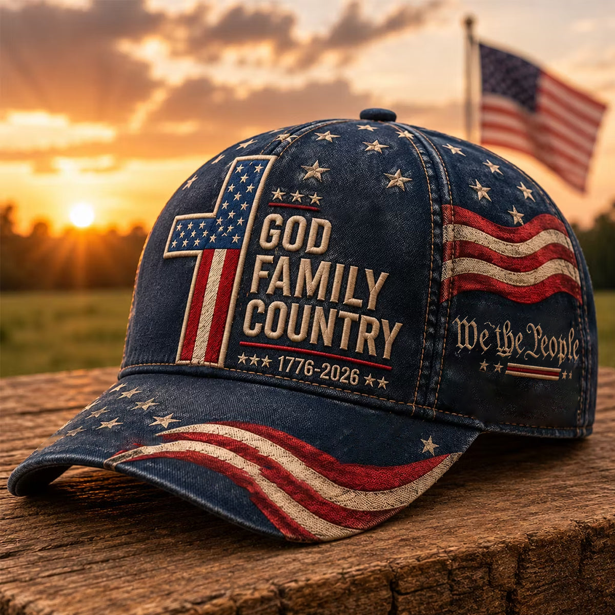 Unisex Independence Day USA Flag Print Patriotic Hat gracestitchs