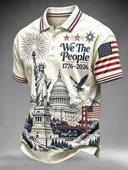 Men's Independence Day We The People Print Casual Polo