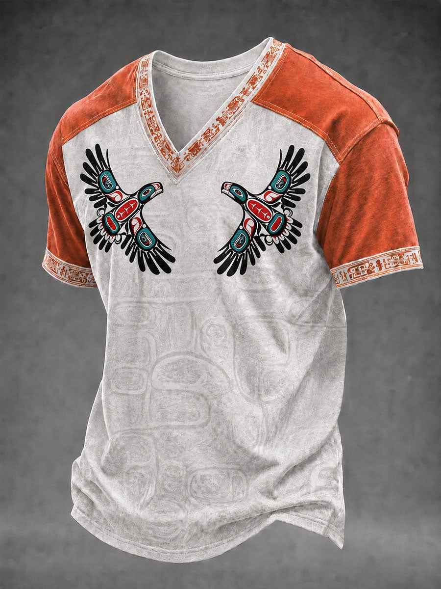 Men's Indigenous Art Print Casual T-Shirt
