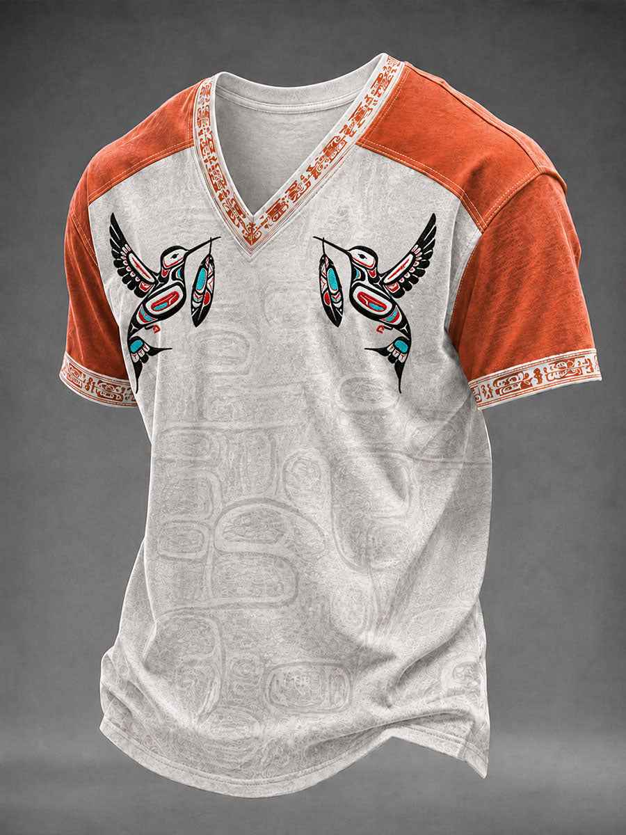 Men's Indigenous Art Print Casual T-Shirt