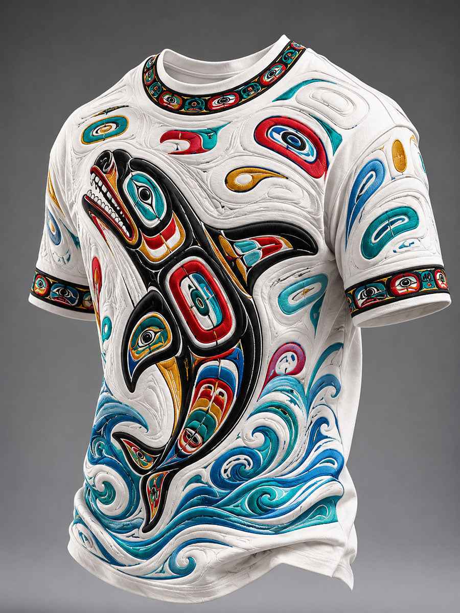 Men's Indigenous Art Print Casual T-Shirt