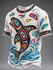 Men's Indigenous Art Print Casual T-Shirt