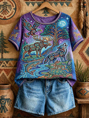 Women's Indigenous Animal Art Print Tops