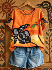 Women's Indigenous Animal Art Print Tops