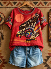 Women's Native Eagle Art Print Tops