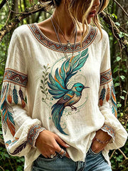 Women's Casual Shirt with North American Indigenous Bird Totem Design