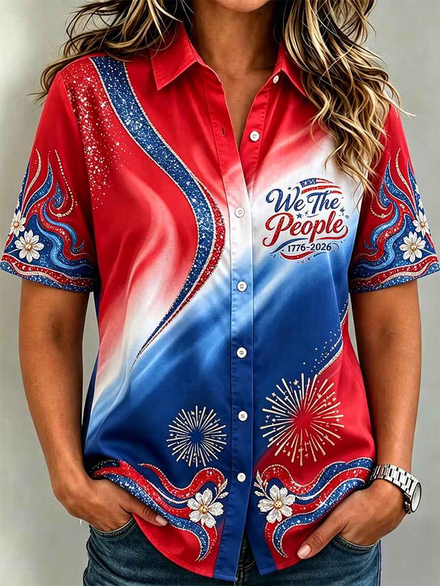 Women's Independence Day We The People Print Shirt