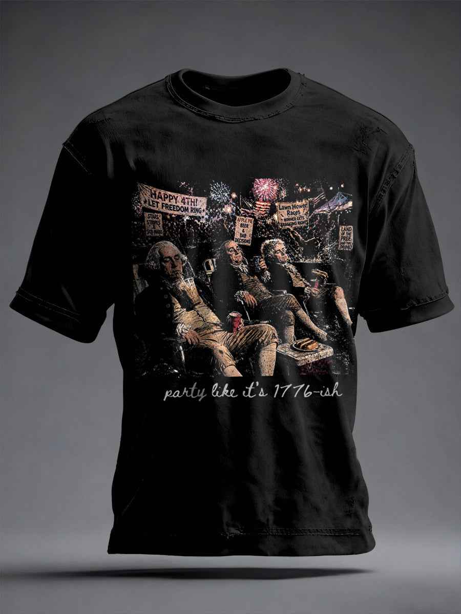 Men's Funny 4th of July Print T-shirt