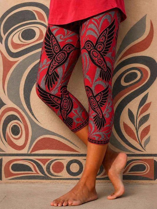 Women's Native Hummingbird Art Leggings