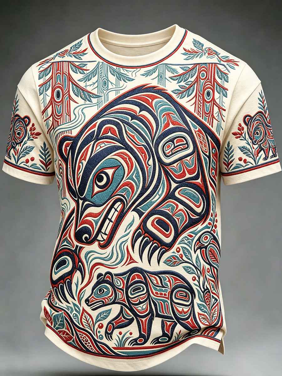Men's Indigenous Print Casual T-Shirt