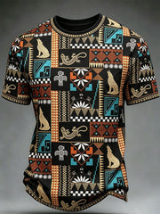 Men's Indigenous Print Casual T-Shirt gracestitchs