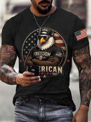 Men's Independence Day American Pride USA Flag Print Casual Patriotic Tee