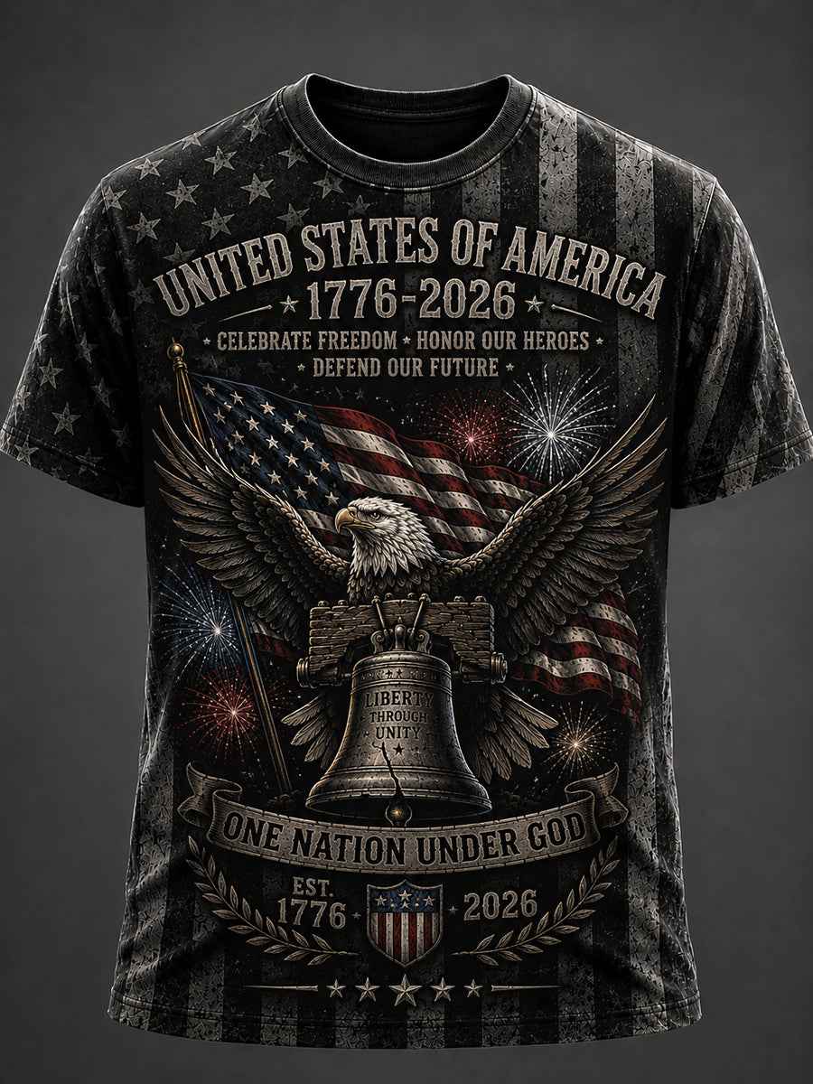 Men's Independence Day USA Flag Print Casual Patriotic Tee