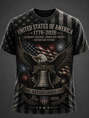 Men's Independence Day USA Flag Print Casual Patriotic Tee