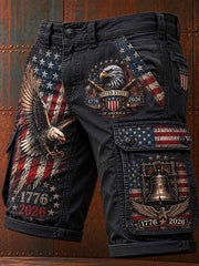 Men's Independence Day USA Flag Print Casual Patriotic Shorts