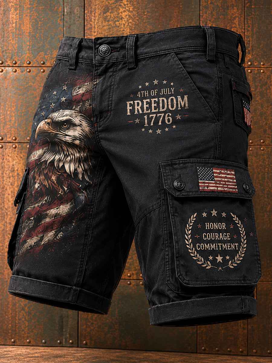 Men's Independence Day USA Flag Print Casual Patriotic Shorts