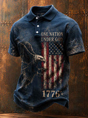 Men's Independence Day USA Flag Print Casual Patriotic Polo