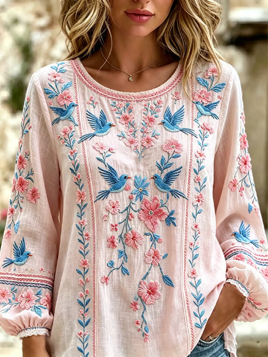 Women's floral print Cotton-Linen Shirt gracestitchs