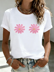 Women's floral print short-sleeved T-shirt gracestitchs