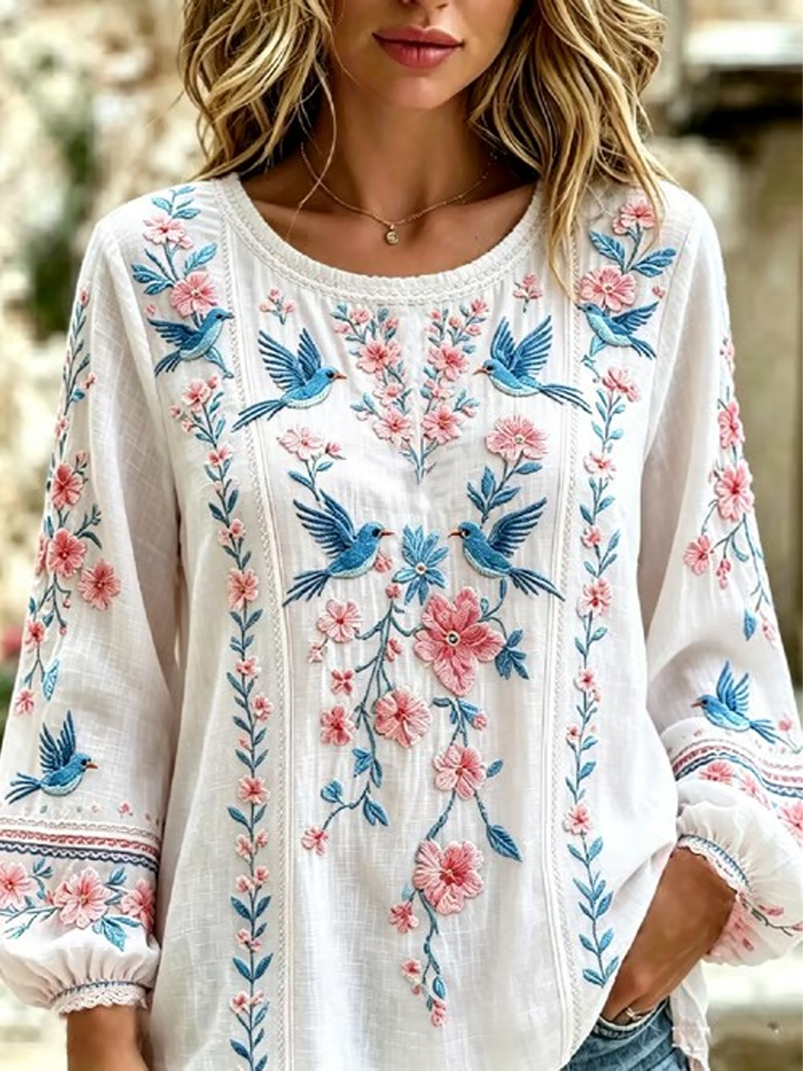 Women's floral print Cotton-Linen Shirt gracestitchs