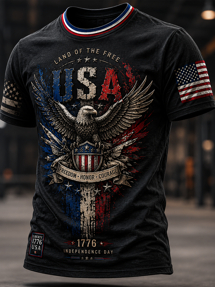 Men's Independence Day Printed short sleeves t-shirt gracestitchs