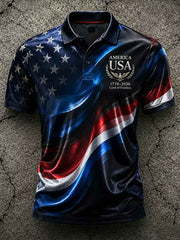 Men's Independence Day Flag Art Short Sleeve Top